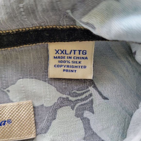 Tommy Bahama Men's Silk Button-down Hawaiian Shirt Gray Mint Size XXL - Picture 9 of 10